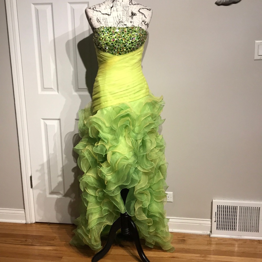👹Wave Curly Show Bead Formal Evening Mermaid Gown Fishtail S colorful tropical